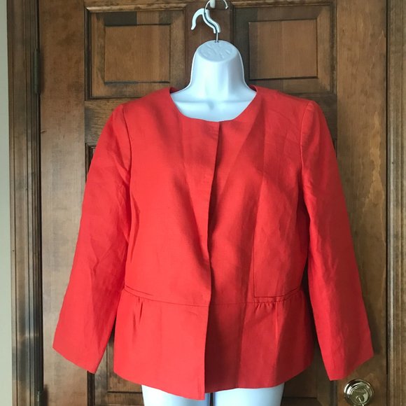 NWT Talbots Red Linen Jacket w/Peplum Size 12 - Picture 1 of 10